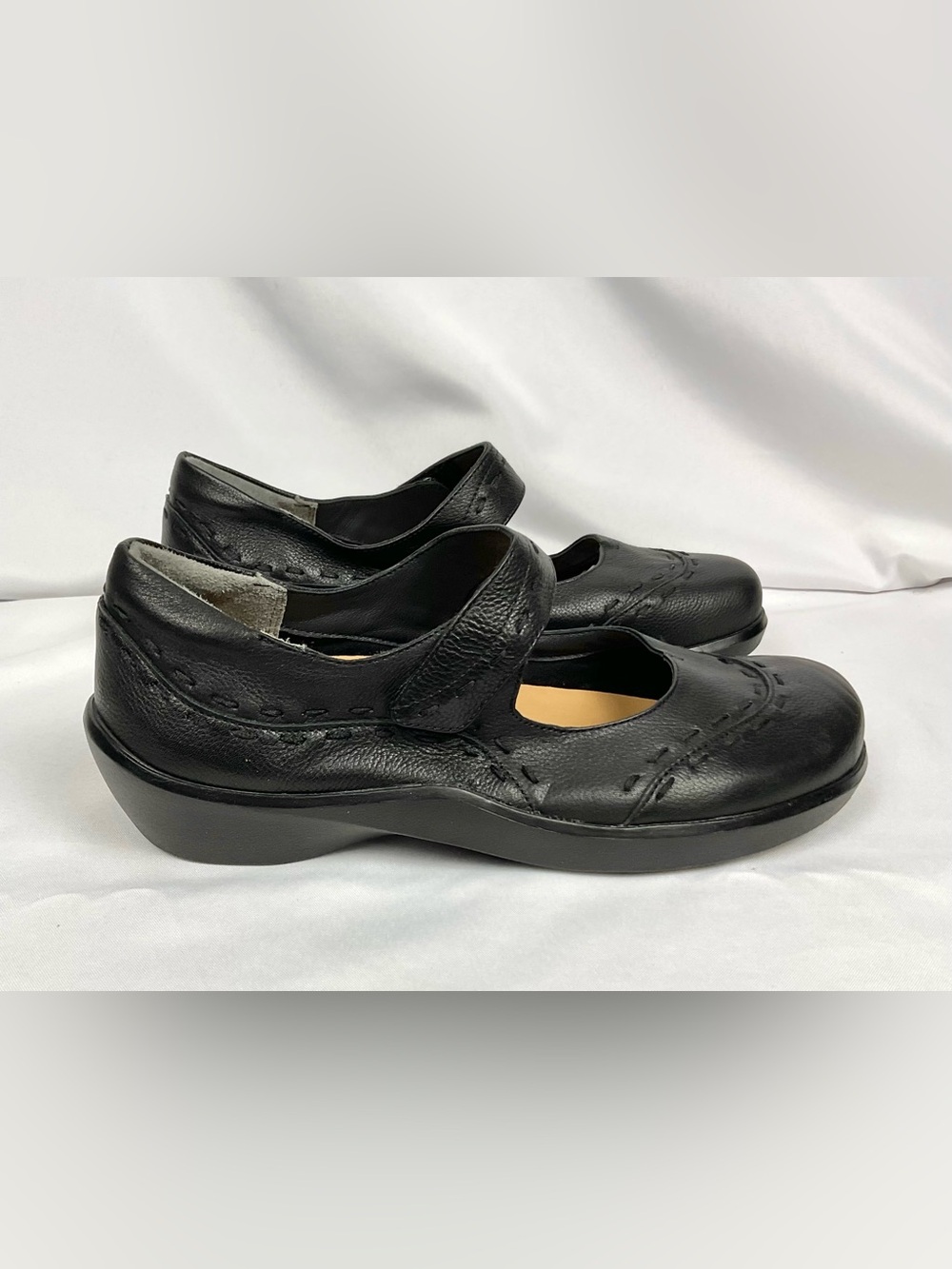Ziera Gummibear Black Leather Mary Jane Comfort Shoes Sz 38 Wide